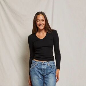 Perfectwhitetee Robyn Ribbed Cotton U Neck Long Sleeve